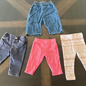 Baby Girl Pants Bundle 3-6M - Gymboree, Carter's + More - 95% Cotton - Lot of 4